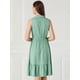 thumbnail image 5 of Vestido Camisero Con Dobladillo Volantes Botones Abajo Cuello Campamento Para Mujer  Verde Azulado S, 5 of 6