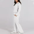 thumbnail image 3 of Fgvctg Sweatsuits Women 2 Piece Outfit Fleece Half Zip Sweatshirts Lounge Set Sweatsuit Wide Leg Sweatpant Trendy Jogger Winter Tracksuits with Pockets White 2XL, 3 of 6