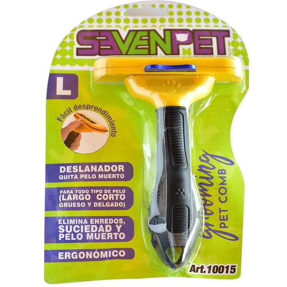 Deslanador SEVENPET Negro Ergonómico para Perro y Gato