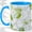 Blue, variant on White Floral Coffee Mug, Stained Glass Leaf Art, Gentle Daily Tea Sips