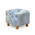 thumbnail image 2 of Jiueut Blue White Golden Marble Print Ottoman Slipcover, Breathable Footrest Sofa Slipcovers Soft Washable Covers for Footstool with Stretch Bottom, 2 of 7