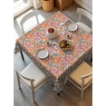 thumbnail image 2 of Purple Red Floral Boho Suqare Tablecloth - 54 x 54 Inch, Vintage Ethnic Tribe Abstract Art Waterproof & StainResistant Tablecloth, Washable Oil-proof Table Cover for Dining/Party/Wedding/Buffet, 2 of 9