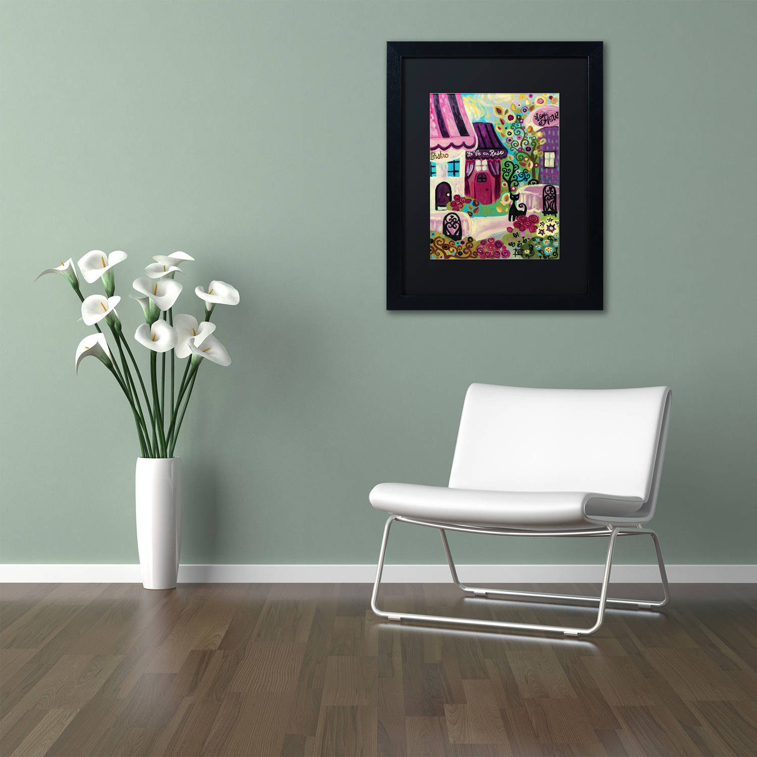 Trademark Fine Art "La Vie En Rose" Canvas Art by Natasha Wescoat, Black Matte, Black Frame