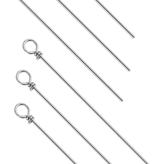 100 Pack Fishing Looped Spinner Shaft, Stainless Steel Wire Spinner Baits Looped Spinner Shaft Fishing Lure Making Supplies for Freshwater Bass Trout Walleye Salmon Catfish