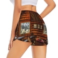 thumbnail image 3 of Disketp Log Cabin Inside Print Women's Shorts Workout Shorts for Athletic Gym Running Shorts with Phone Pockets X-Large, 3 of 8