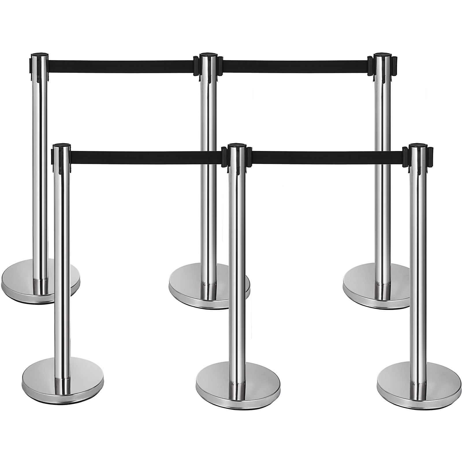 Black/Silver 2/4/6 PACK Stanchion Crowd Control Line Barrier Post Rope Queue NEW 