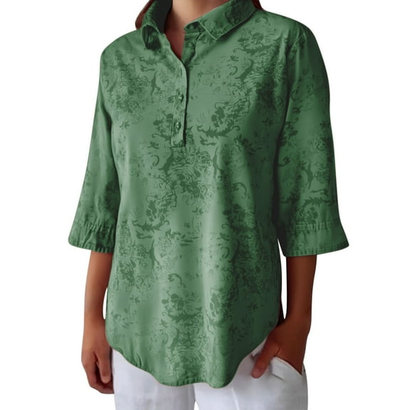Jxximdong Women Blouses, Women's Fashion Clothes for Every Occasion Cotton Linen Cardigan Summer Chic Tops, Green Daily Dresses for Women