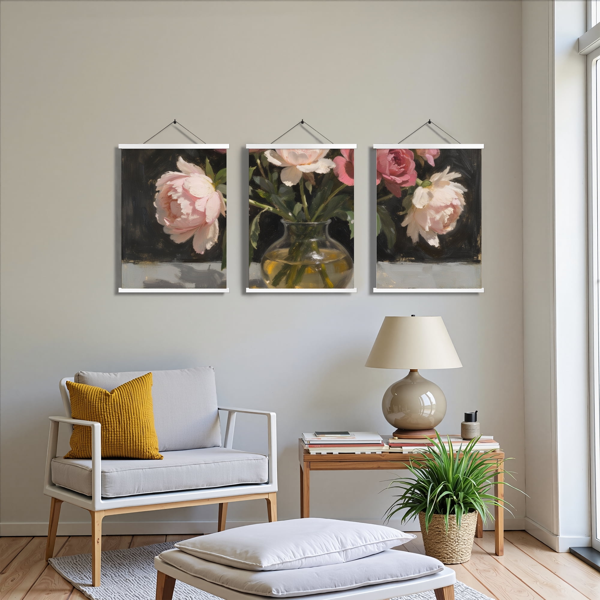 MAYEERTY Modern Abstract Wall Art Painting, Living Room Decor, White Hanging Rod Frame, 15.7"x11.8"