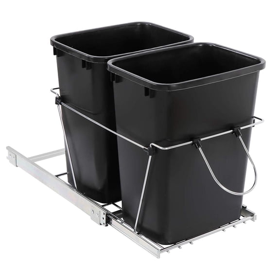 NurtureTail Double 35 Quart Pull Out Trash Can, Under Cabinet Kitchen Waste Bin with Sliding Drawer, Dual Garbage Container Organizer for Home Kitchen & Pantry