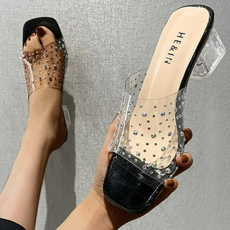 

Women S Slippers Fashion Women S Casual Shoes Breathable Thick-Soled Chunky High Heels Sandals Shoes For Women Flock Black 40