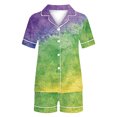 thumbnail image 6 of BLTIBY Womens Carnival Pajama Sets Printed Lounge Set Short Sleeve Top Shorts Fashion Comfortable Outfits with Pockets 2025 Green M, 6 of 7