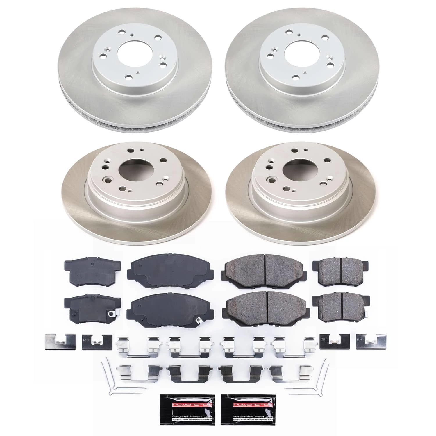 PowerStop Front and Rear Semi-Coated Rotor and Low-Dust Ceramic Brake Pad Kit SC6171
