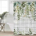 thumbnail image 4 of Shower Curtain Green Eucalyptus Leaves Watercolor Waterproof Shower Curtain Set with Hooks for Bathroom Showers,Stalls and Bathtubs,54x78InFarm Vintage Wood Board, 4 of 9