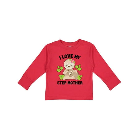 

Inktastic Cute Sloth I Love My Step Mother with Green Leaves Gift Toddler Boy or Toddler Girl Long Sleeve T-Shirt