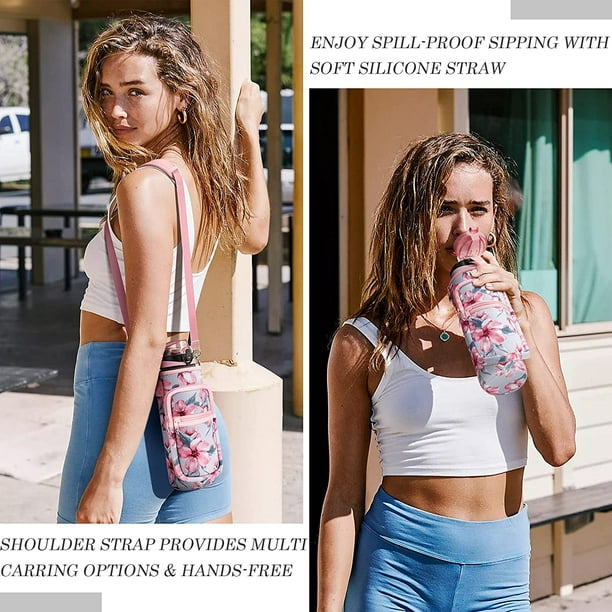 Sportsnew Soporte Para Botella De Agua Con Correa, Bolsa Para Botella De Agua De 32 Onzas Con Bolsillo Para Teléfono, Bolsa De Transporte De Botella De Agua Aislada Para Caminar Y