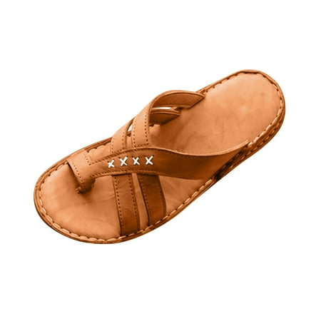 CHOII Clearance Womens Sandals Flip Flops for Women Women s Orthopedic Sandals Wedge Flip-flops Outer Beach Sandals Comfortable Shoes With Ergonomic Soles Light Brown/9.5