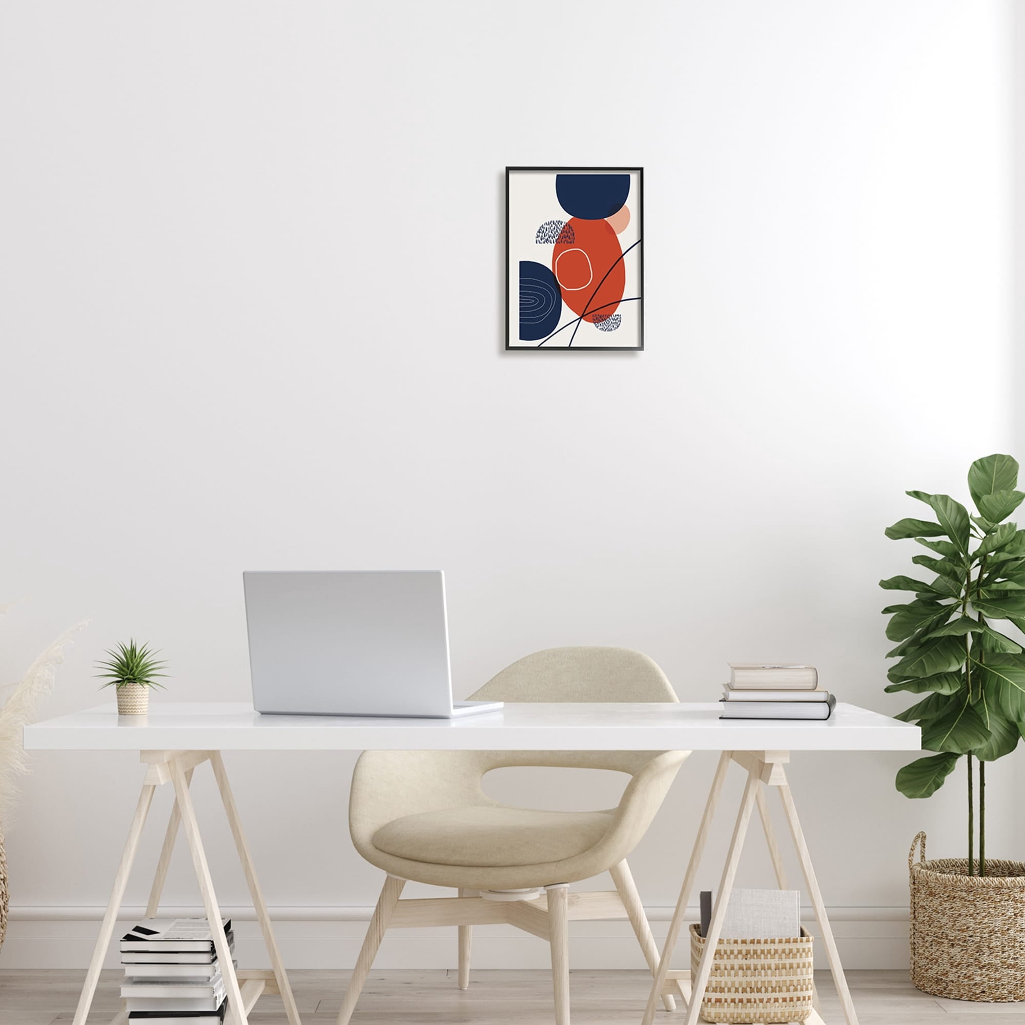 Stupell Industries Modern Abstract Red Blue Circles Shapes Pattern Framed Wall Art, 11 x 14, Design by Urban Epiphany
