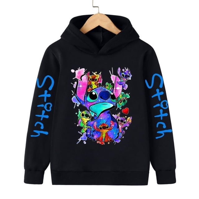 Ropa divertida Navidad Disney Stitch Sudadera con capucha niños dibujos animados chico niña niño Lilo y Stitch sudadera con capucha bebé Casual Top