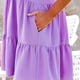 thumbnail image 5 of Vestido suelto de playa de manga corta con cuello redondo y cuello redondo de Color liso para vacaciones de verano para mujer Pompotops  ghjkhdj11821, 5 of 9