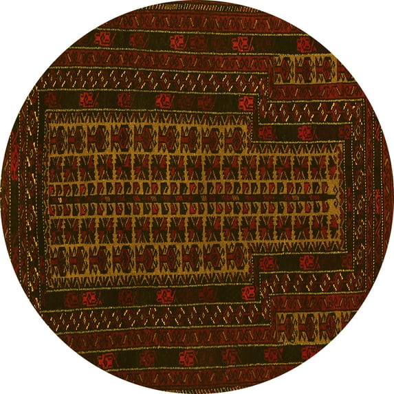 Ahgly Company Indoor Round Persian Yellow Traditional Area Rugs, 3' Round