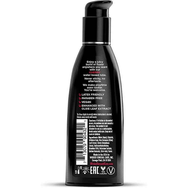 Wicked Aqua Flavored Water Based Personal Lubricant Gel, Cherry, 2 oz