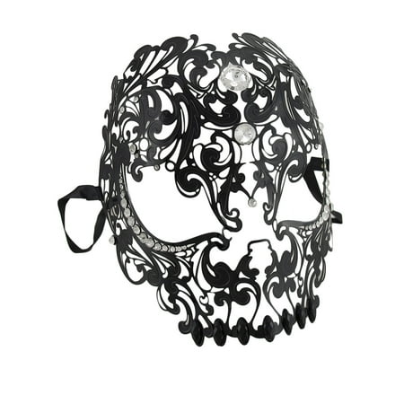 Lacy Black Jeweled Wearable Fantasy Masquerade Mask