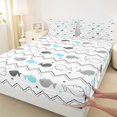 thumbnail image 4 of Castle Fairy Minimal Baby Whale Zigzag King Sheets 4pcs,Tiny Heart Nautical Seamless Tile Bedding,Gray Aqua,1 Fitted Sheet,1 Flat Sheet and 2 Pillowcases, 4 of 6