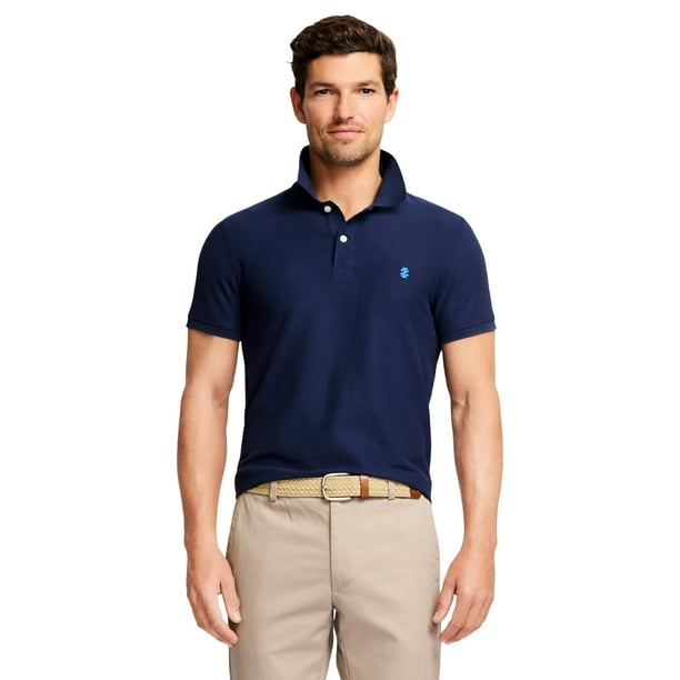 Camisa Polo de Rendimiento Ventaja Ajustada para Hombre IZOD, Color Azul Marino, Talla L
