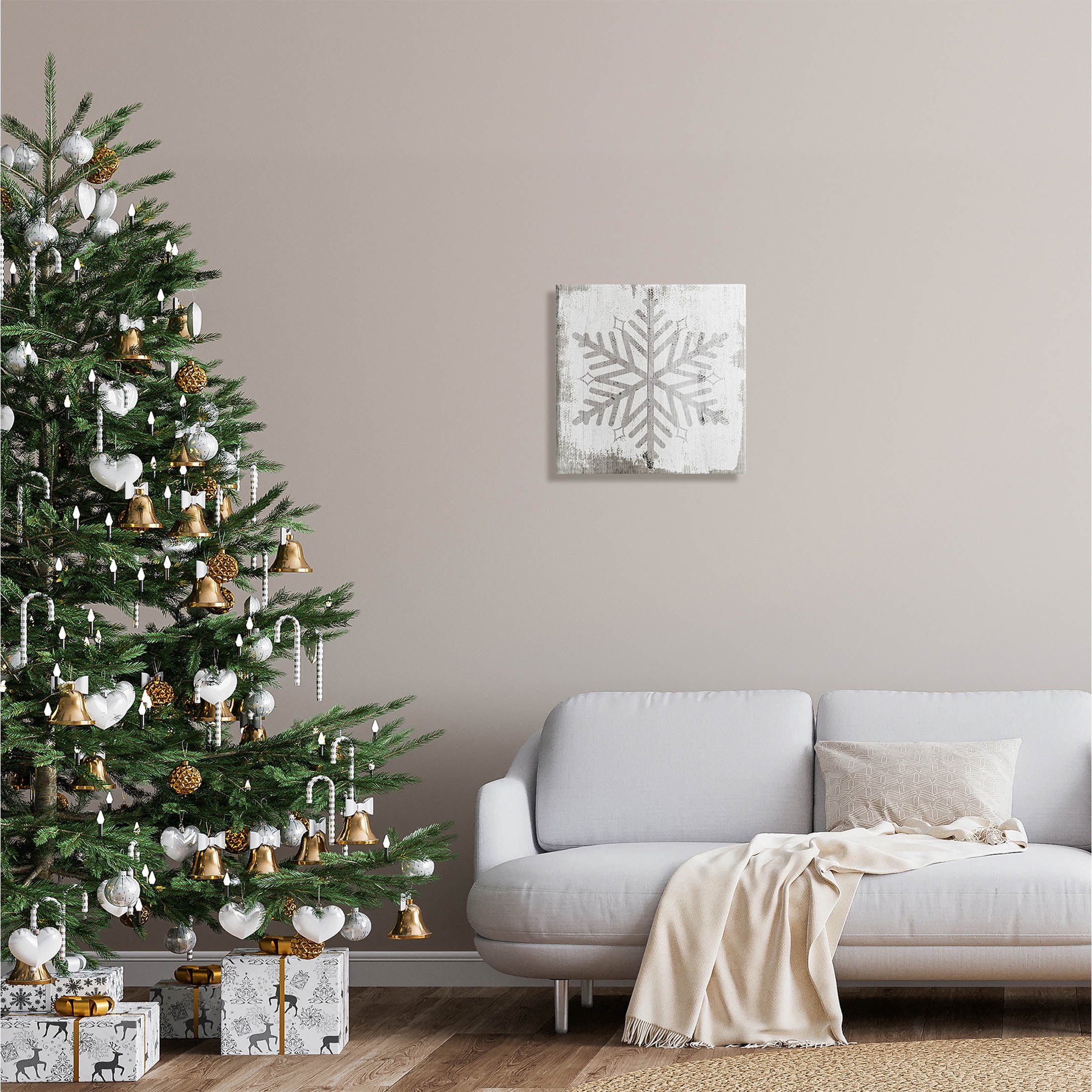 Winter Nature Snowflake Shape Holiday Graphic Art Gallery Wrapped Canvas Print Wall Art