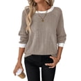 thumbnail image 6 of Long Sleeve Shirts for Women Fall Tops Lightweight Clothing Trendy Winter Clothes Tunic Crew Neck,S,Khaki, 6 of 8