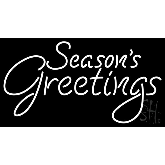 Seasons Greetings LED Neon Sign 13 x 24 - inches, Clear Edge Cut Acrylic Backing, with Dimmer - Bright and Premium built indoor LED Neon Sign for special occasion decor.