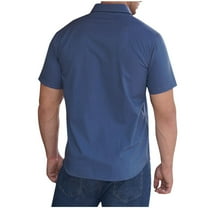 CHEEREAM Men's Denim Western Cowboy Shirt Casual Button Down Up Dress Short Sleeve Soild Work Shirts with 2 Pockets