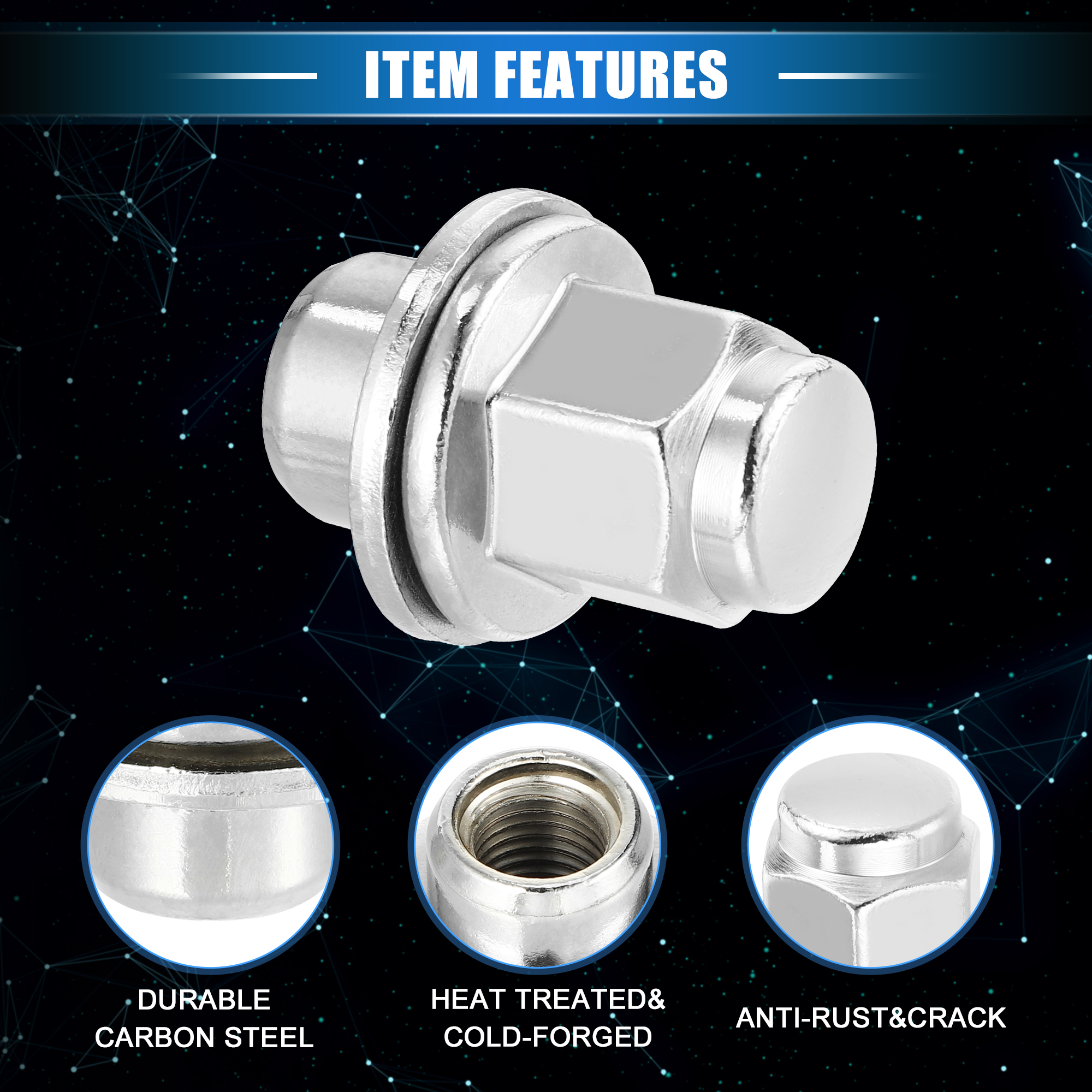 Unique Bargains Wheel Lug Nuts for Jaguar XF XJ XE, Durable M12 x 1.5 Carbon Steel 20