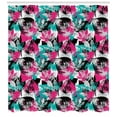 thumbnail image 2 of Ambesonne Grunge Shower Curtain, Ornate Leaf Arrangement, 69"Wx84"L, Hot Pink Seafoam Black, 2 of 2