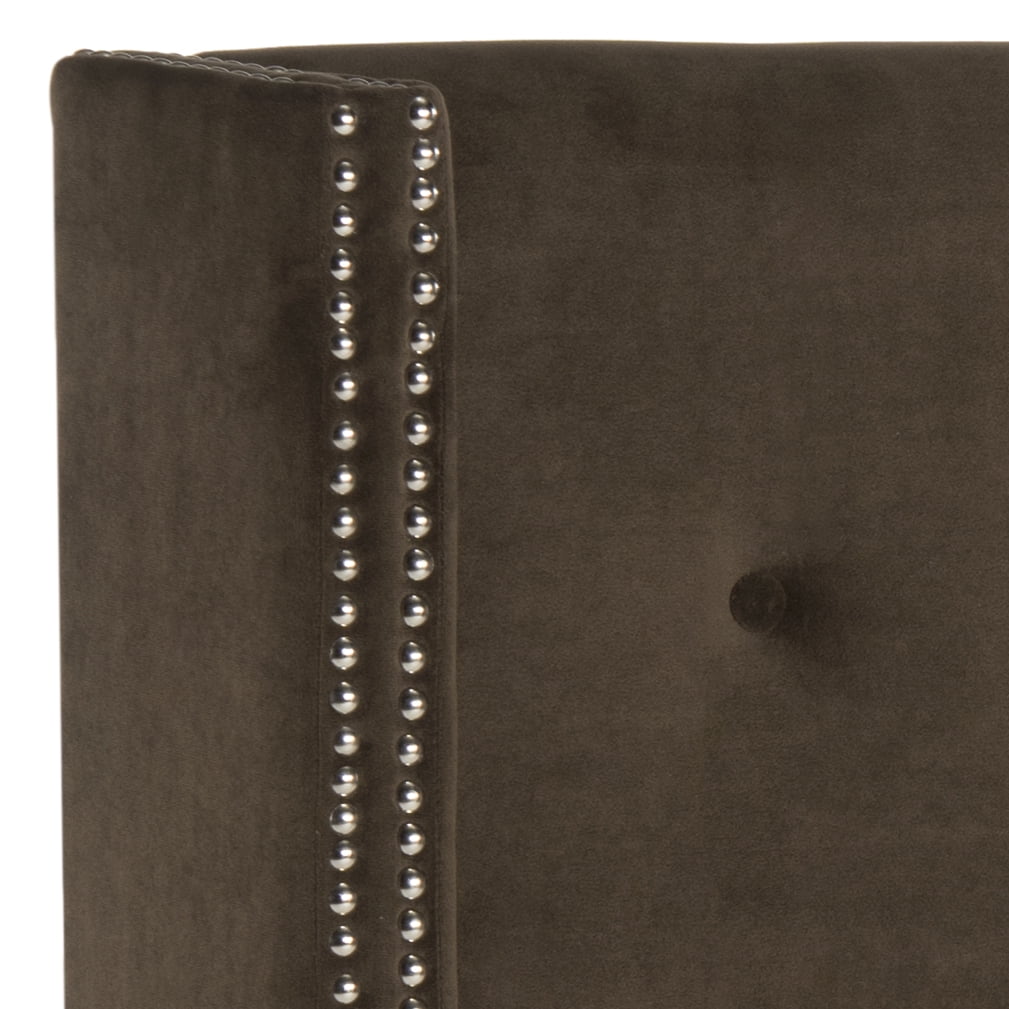 SAFAVIEH Keegan Winged Tufted Headboard with Nail Heads, Twin, Chocolate
