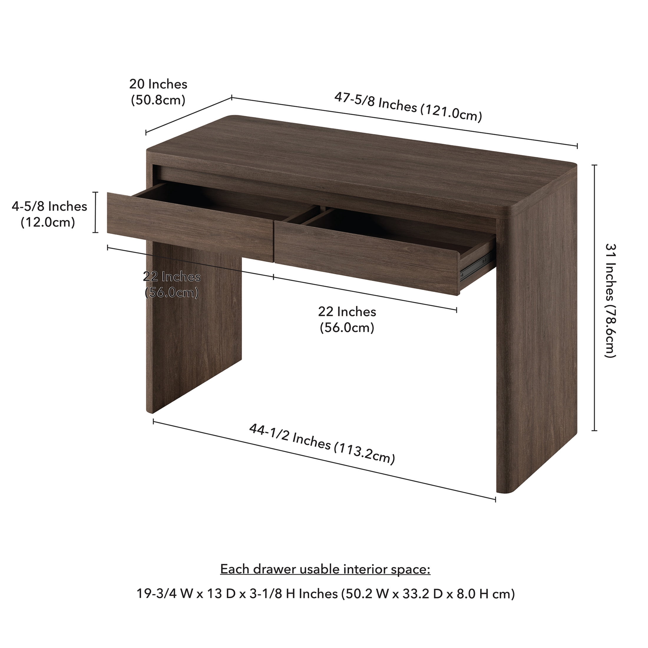 Evelyn&Zoe Modern/Contemporary 48" Wide Brown Oak Home Office