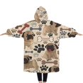 thumbnail image 2 of Oversized Wearable Blanket Hoodie,Pug and Footprint Sherpa Blanket Hoodie with Super Pockets,Super Warm Fuzzy Pullover for Women & Men, 2 of 6