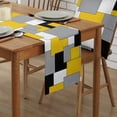 thumbnail image 2 of Yellow Black and White Geometric Square Color Abstract Art Table Runner for Wedding Decoration Table Runner Party Decoration, 2 of 5