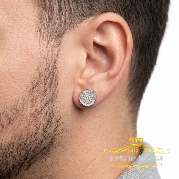King of Bling's 925 Sterling Silver White Hip Hop 0.40ct Diamond Men's/ Women's Stud Earrings