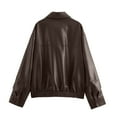 thumbnail image 4 of Vinsonshop Leather Jacket for Women Motorcycle Jacket Women Faux Leather Jacket Women Womens Bomber Jacket Womens Coats and Jackets Spring Jackets Womens Zip Up Jacket Coffee XXL, 4 of 9