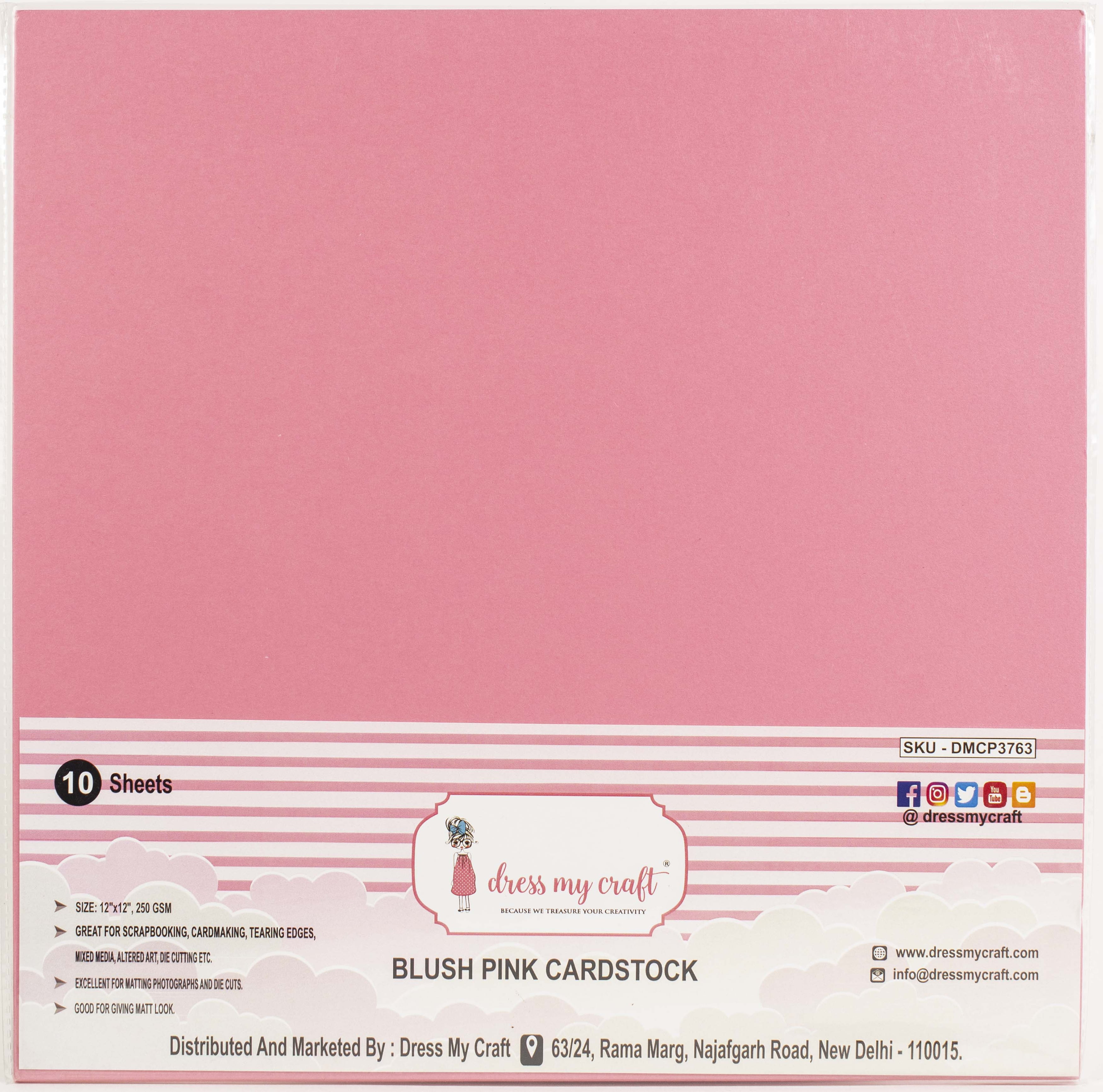 Dress My Craft Smooth Cardstock 250gsm 12x12 10/Pkg-Metallic Pink
