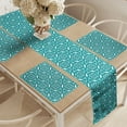 thumbnail image 2 of Ambesonne Persian Table Runner & Placemats, Moroccan Floral Swirls, Placemat 4 pcs + Runner 12"x72", Teal White, 2 of 2