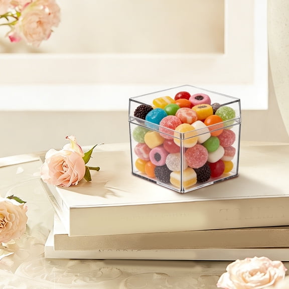 Acrylic Candy Box - Clear Candy Storage Canister with Lid - 3 Piece Snack Container Set for Candy Cookie Treats - Kitchen Pantry Organization