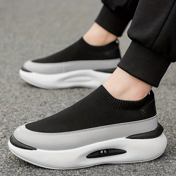 Men'S Casual Sneakers with Breathable Mesh, Stylish And Trendy Black Running Shoes That Are Easy to Slip On, Perfect for Outdoor Activities