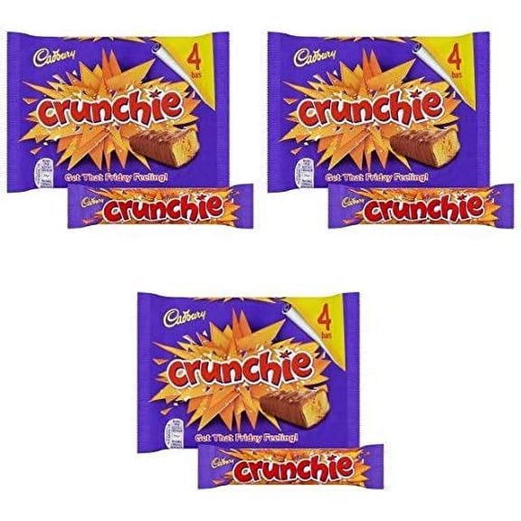 Original Cadbury Crunchie Chocolate Bar Pack Cadbury Crunchie Imported From The UK England The Best Of British Honey Comb Coated In Chocolate Original Cadbury Crunchie Bar Pack of 3