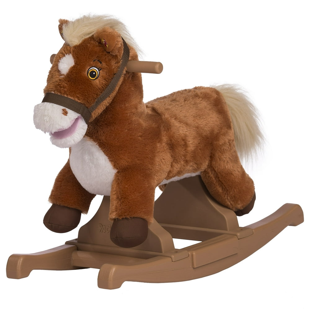 Rockin' Rider Pony Rocker Animated Plush Rocking Horse, Brown Walmart