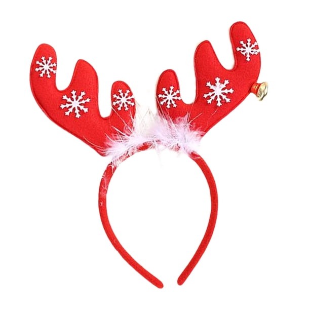 Bewildely Cinta para el pelo de Navidad de dibujos animados, diadema con astas universales, decoración para adultos y niños, gorros de lana de Kits de decoración para fiestas Rojo