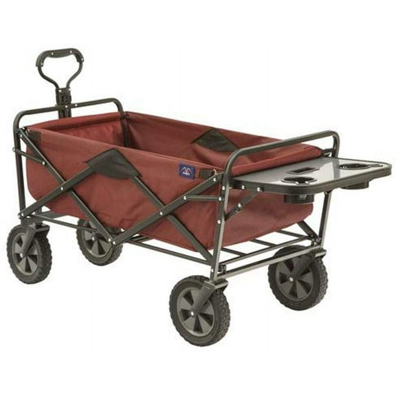 MacSports Collapsible Outdoor Utility Wagon with Folding Table and Drink Holders, Maroon (WTC-167)