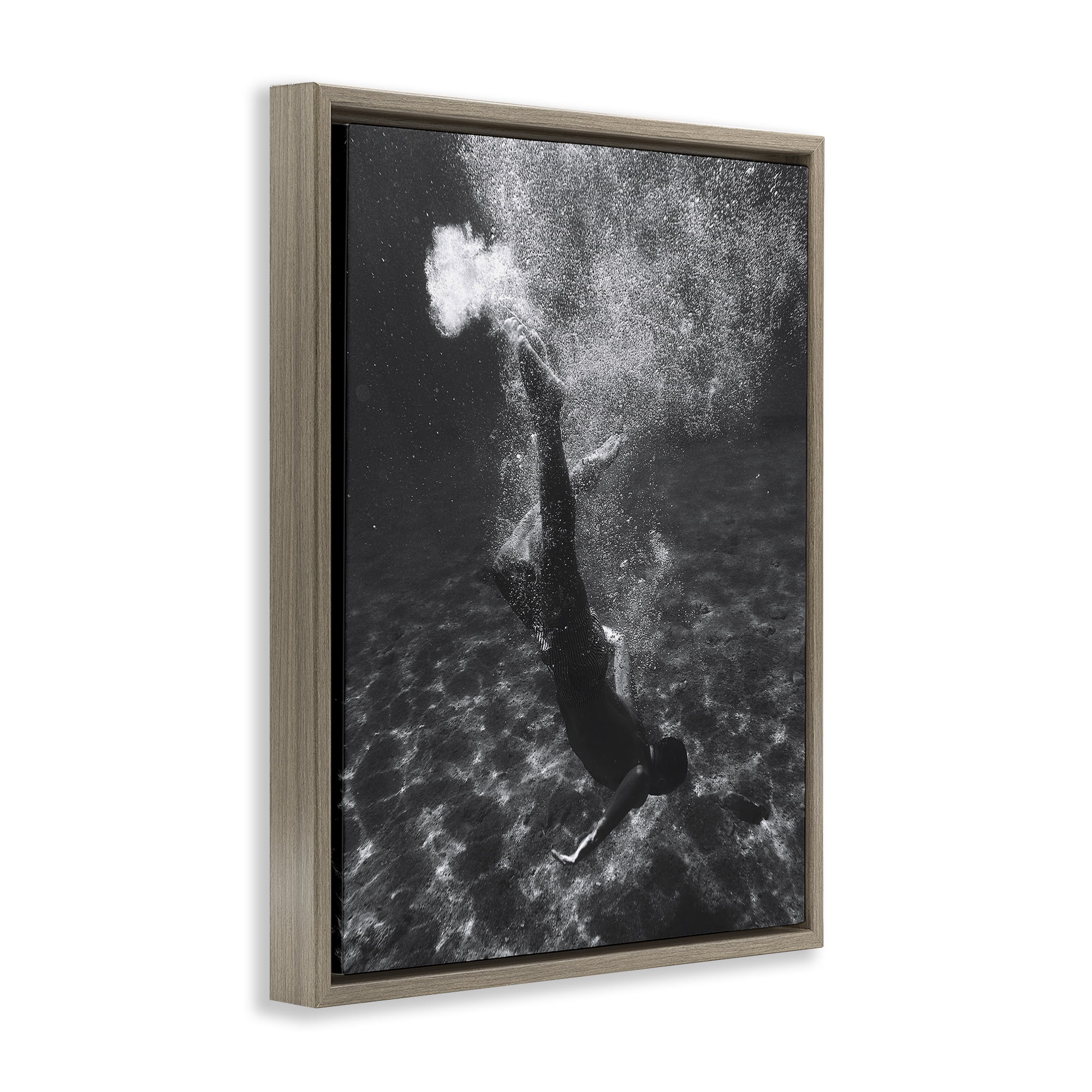 Stupell Industries Deep Ocean Diving Novelty Photography Brown Floater Framed Canvas Art Print Wall Art, 25 x 31