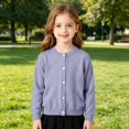 thumbnail image 2 of Girls Long Sleeve Knitted Cardigan Sweater Kids Button down Sweaters Cropped Jacket Cover up Tops Kids Basic Shirt Outerwear, 2 of 9